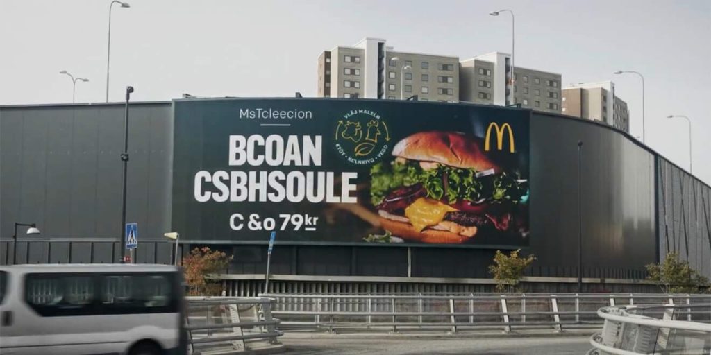 McDonald's Sweden' digital billboard campaign to raise awareness of dyslexia.